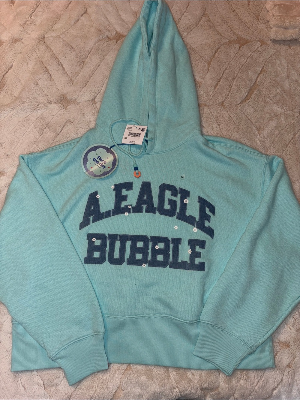 American Eagle Outfitters Bubble Hoodie - Aqua Blue